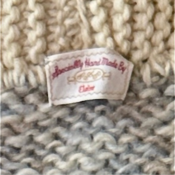 Handmade knit cropped cardigan sweater- one of a kind- cream tan - Picture 3 of 6